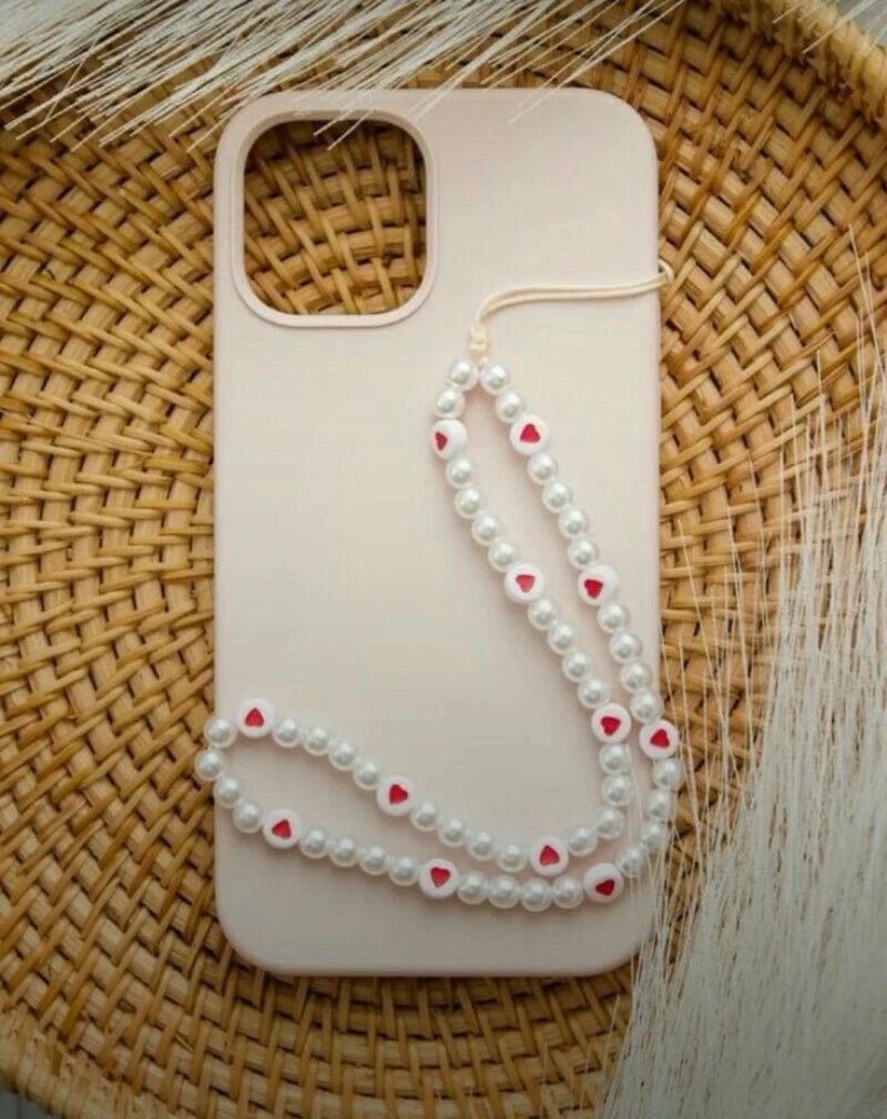 Heart Pearl Phone Charm