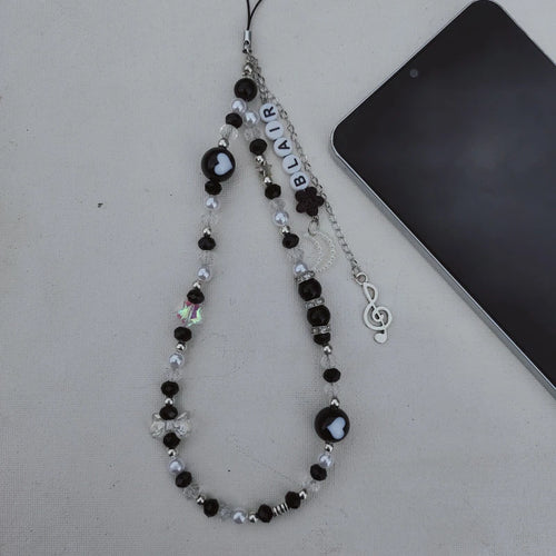 Black Custom Name Phone Charm