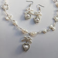 White Necklace Earrings Set