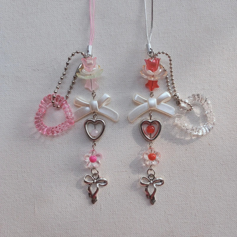 Dangler Bow Heart Phone Charm