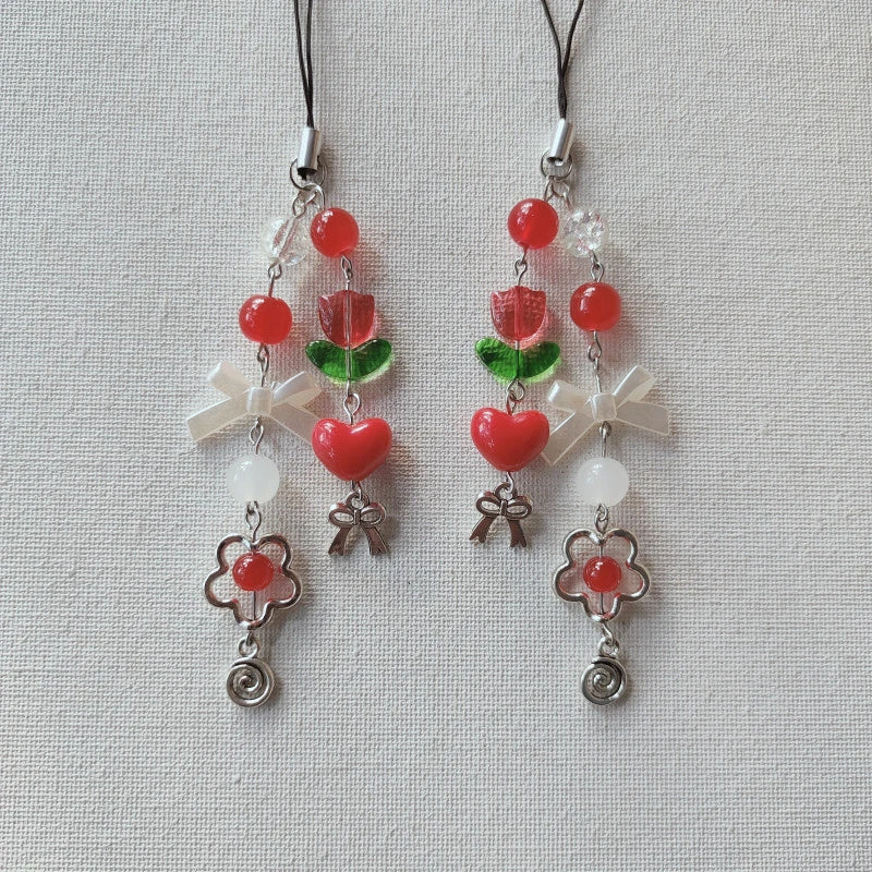 Red Tulip Bow Phone Charm