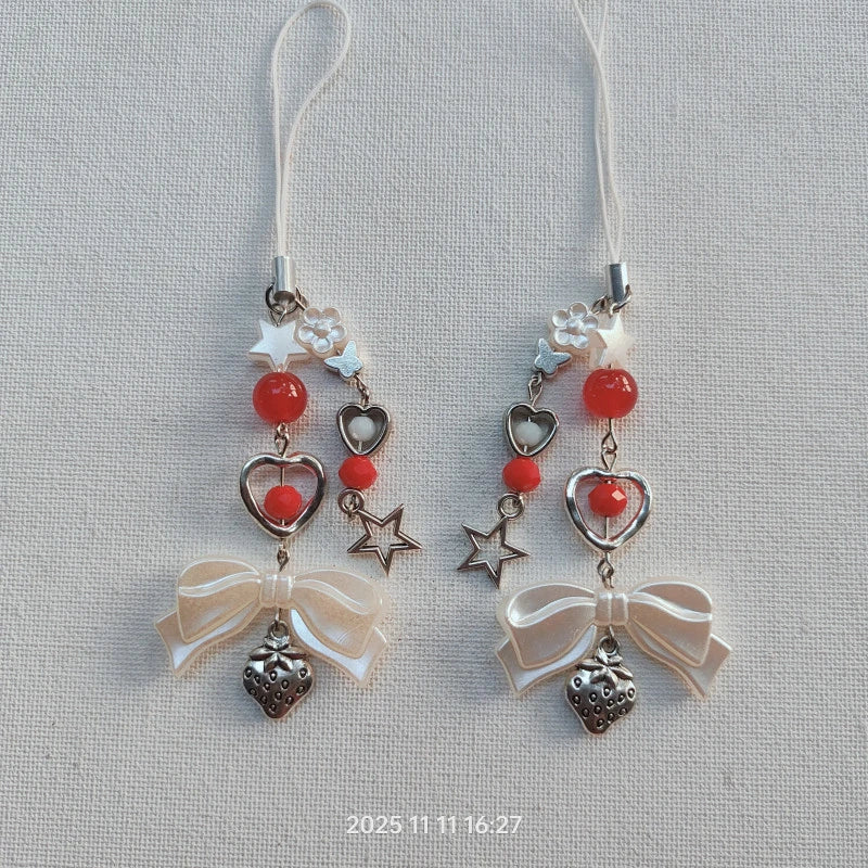 Strawberry Bow Phone Charm