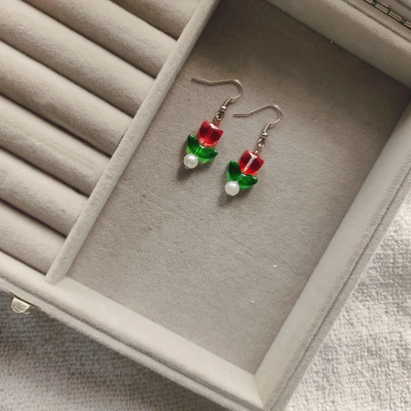 Red Tulip Earrings