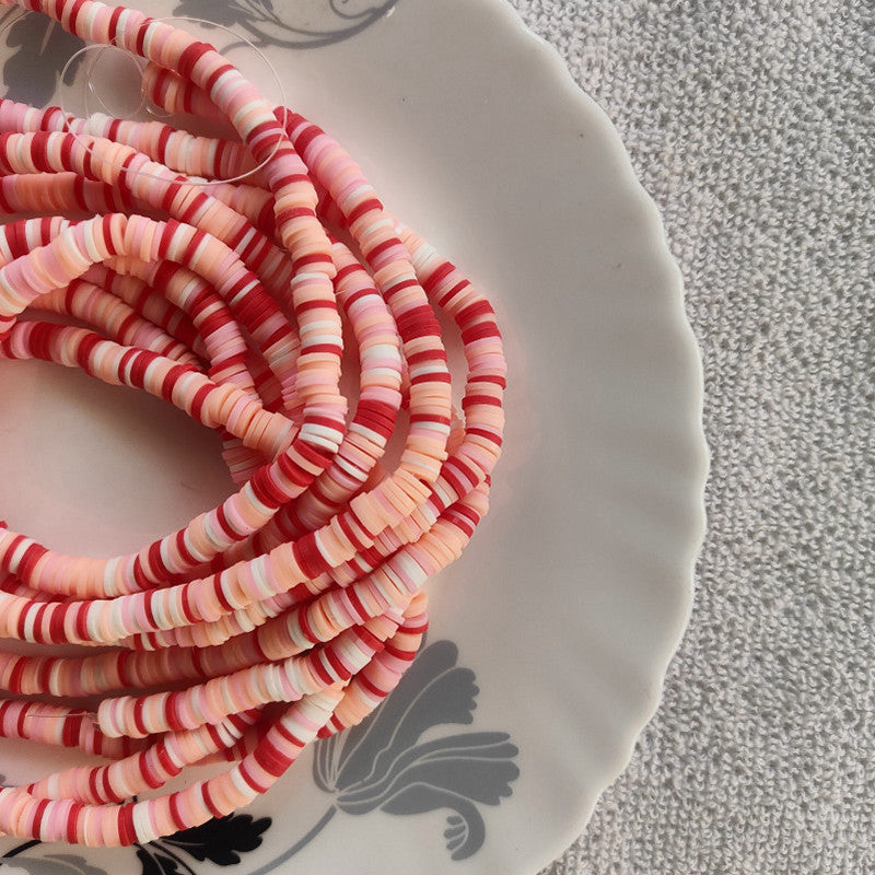 Red Pink Fimo Beads