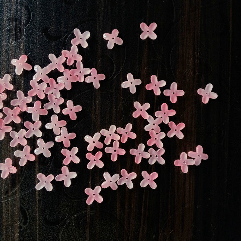 4 Petal Clover Glass Pink Per Piece