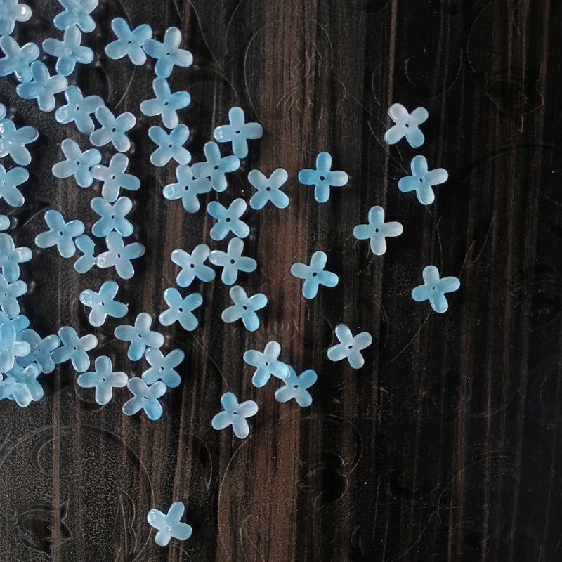 4 Petal Clover Glass Blue Per Piece