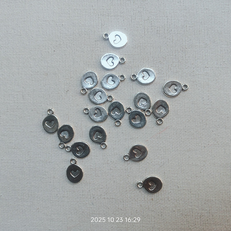 Heart in Circle Silver Charm