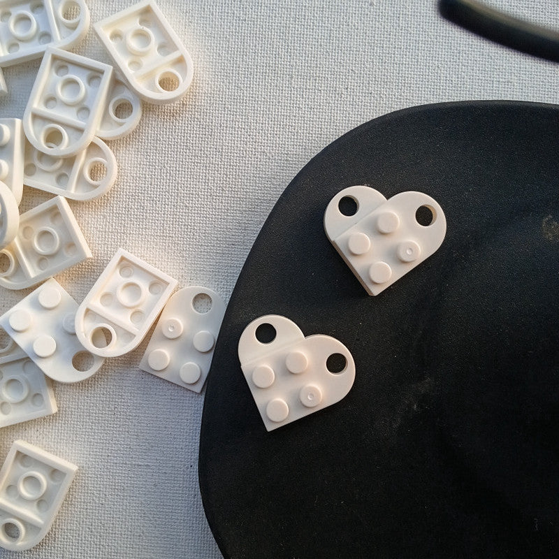 White Lego Heart Pair