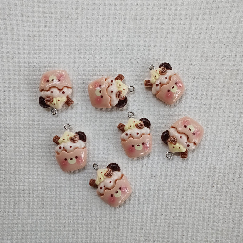 Pink Bear Cupcake Charm