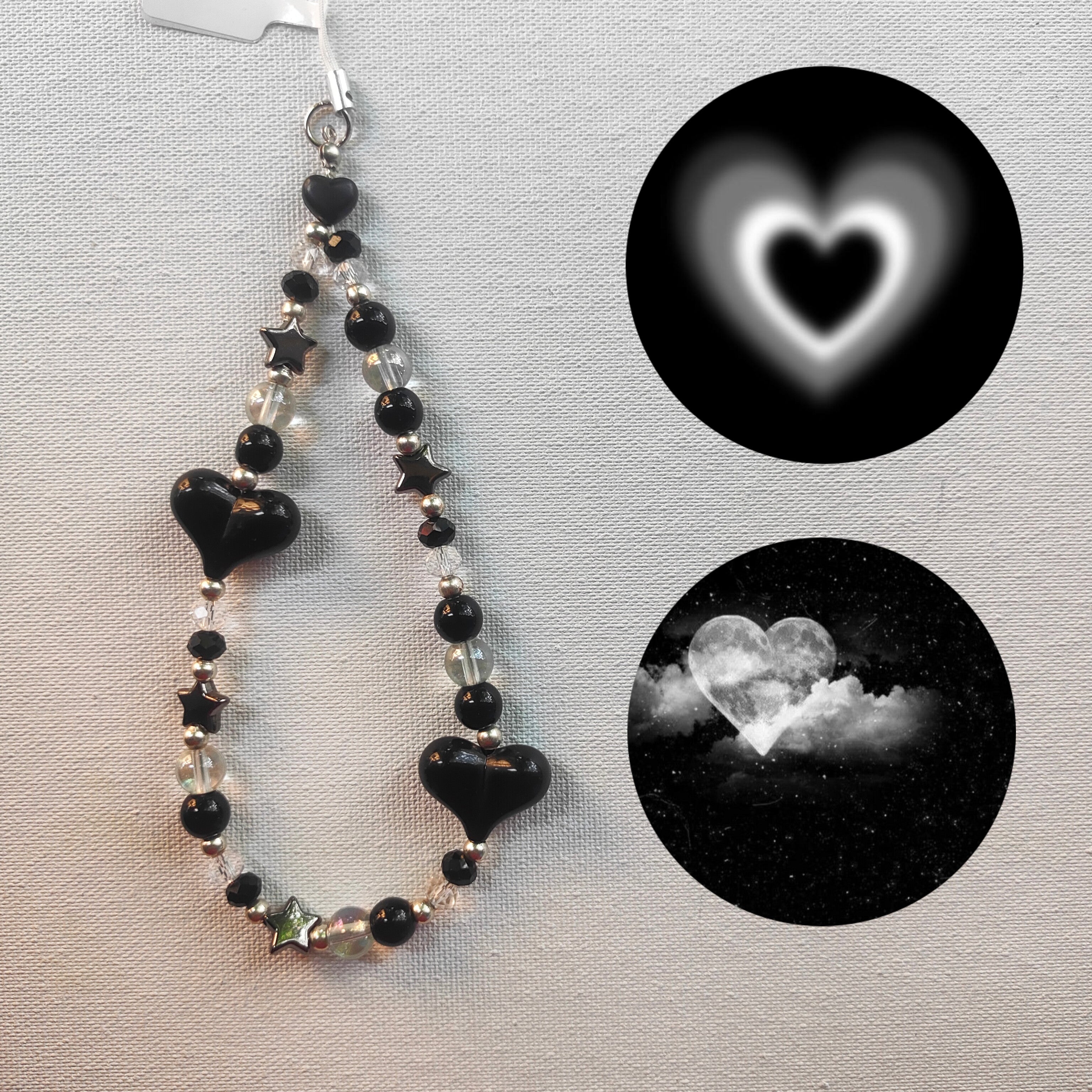 Heart black phone charm