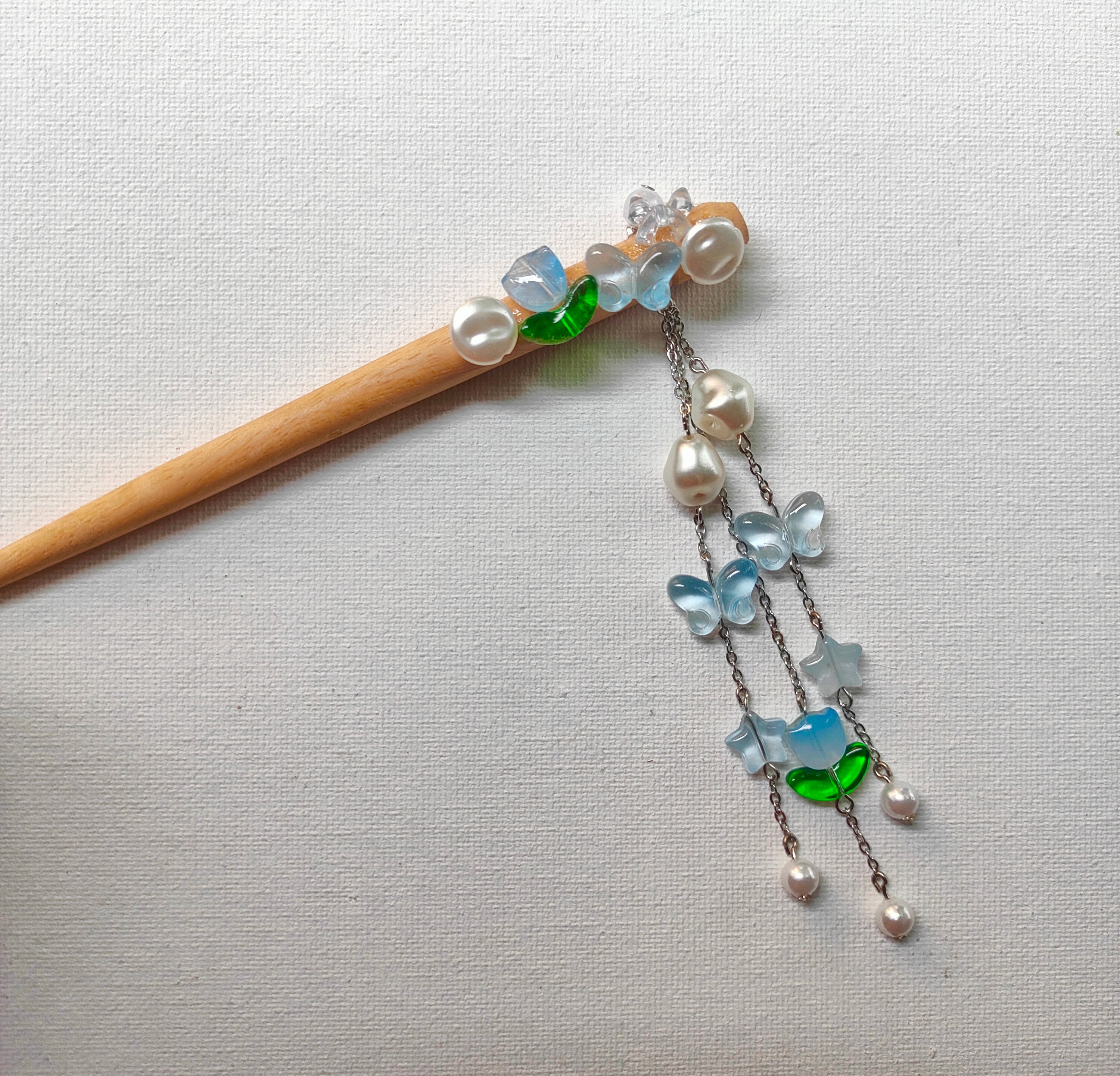 Blue tulip hair pin