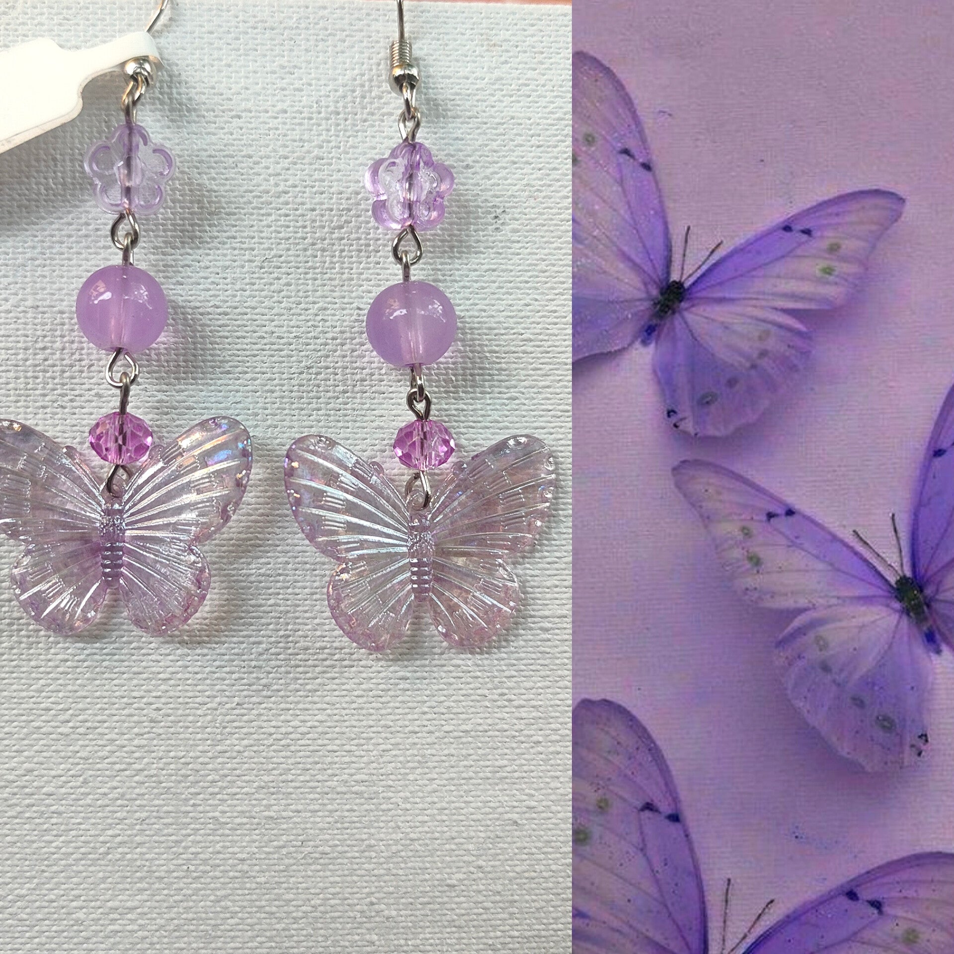 Purple butterfly earrings