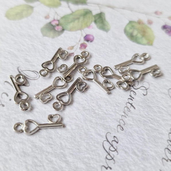 Heart key mini charm