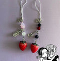 Strawberry phone charm pair