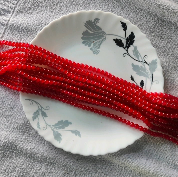 6mm red glass beads