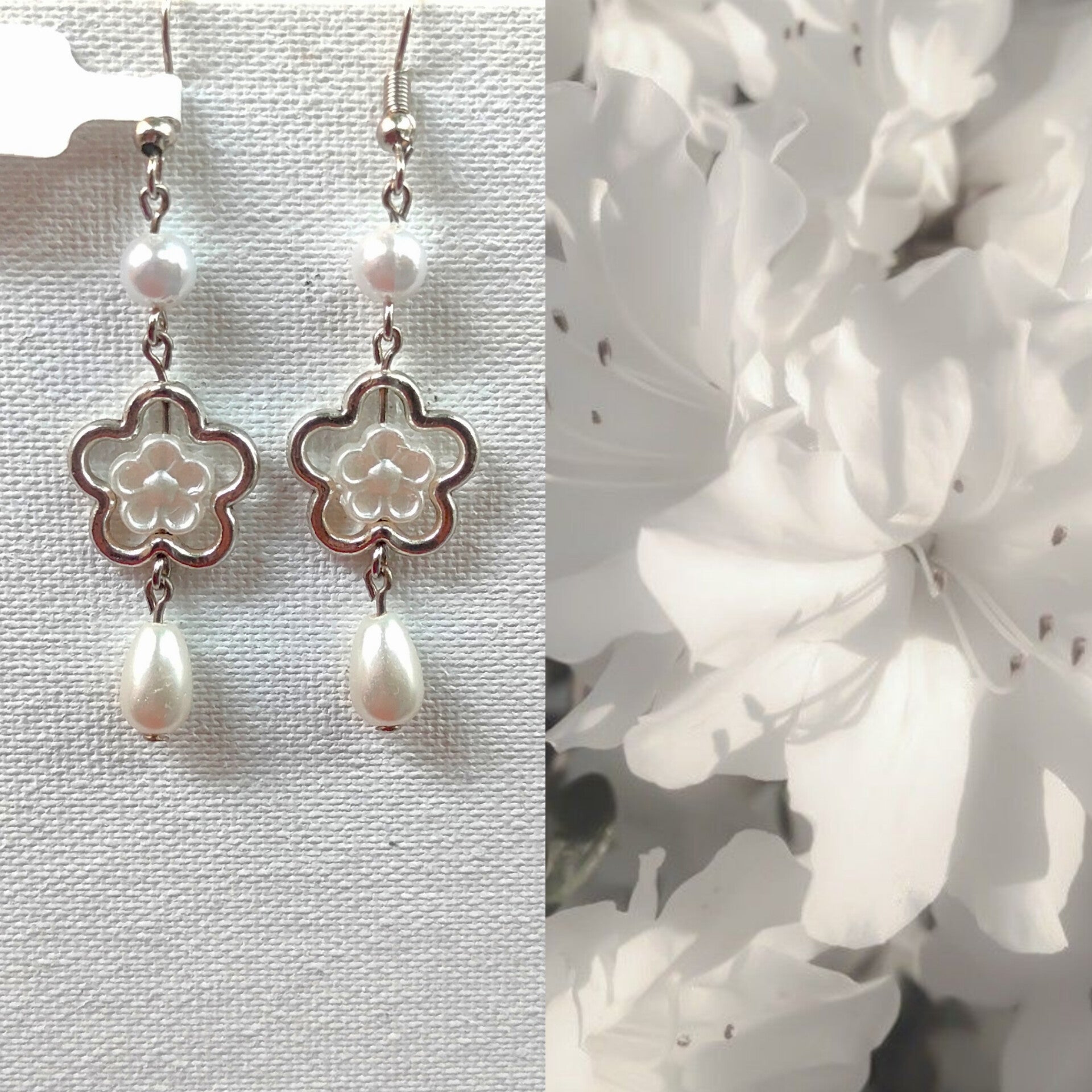 White flower earrings
