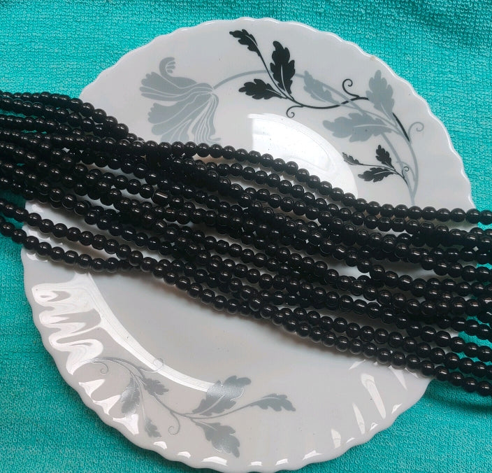 6mm Black Glass Beads
